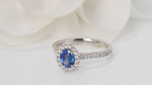 Anello Entourage In Platino, Zaffiro Di Ceylon E Diamanti