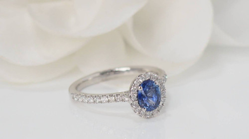 Anello Entourage In Platino, Zaffiro Di Ceylon E Diamanti