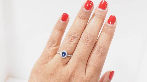 Anello Entourage In Platino, Zaffiro Di Ceylon E Diamanti