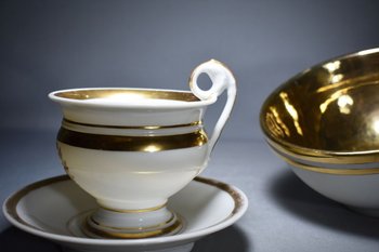 Porcelain Biscuit Cup And Vase A La Marquise De Sévigné