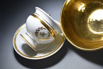 Porcelain Biscuit Cup And Vase A La Marquise De Sévigné