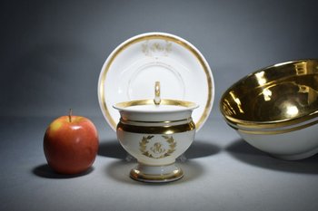 Porcelain Biscuit Cup And Vase A La Marquise De Sévigné