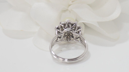 White Gold, Cultured Pearl and Diamond Flower Ring