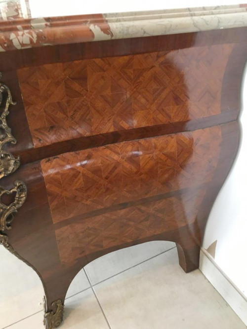 Commode  De Style Louis XIV En Marqueterie Et Bronze