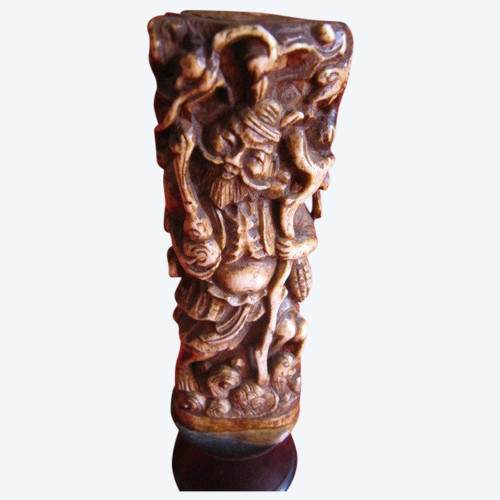 Chinese bone sculpture on blackened wooden base late 19th