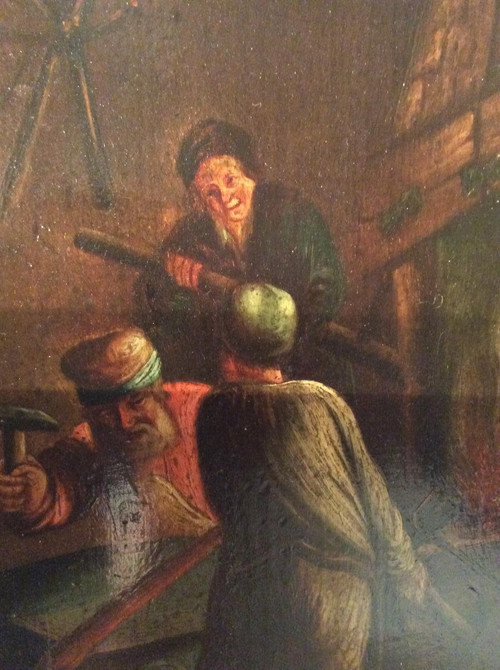 Oil on panel, l'Atelier du Forgeron - Flemish school 17th century