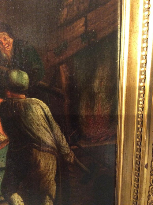 Oil on panel, l'Atelier du Forgeron - Flemish school 17th century