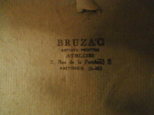 Öl auf Hartfaserplatte, signiert „Bruzac“.