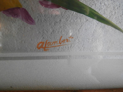 Tablett lackiert, unter Glas befestigt