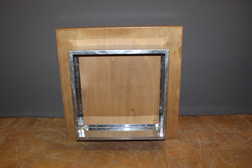 Table Basse Carré En Frêne Et Inox Vers 1970
