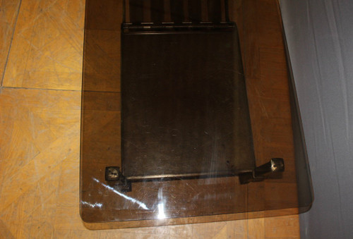Table basse en fer forgé et cuir vers 1970