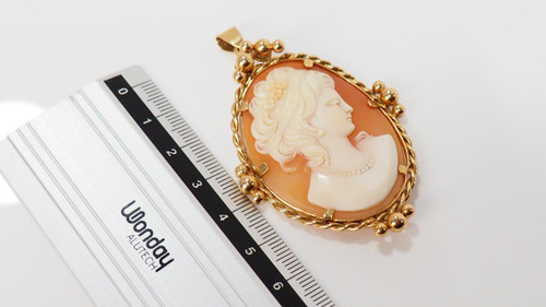Pendentif Important En Or Jaune Et Camée