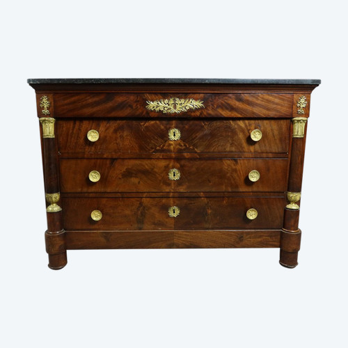 Commode Empire acajou et marbre de st Anne