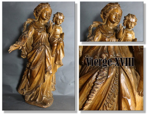 Sculpture Virgin And Child XVIII Period