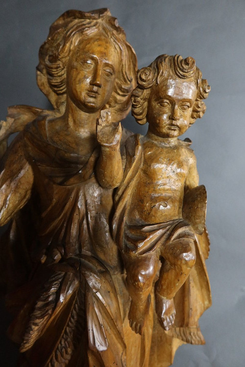 Sculpture Virgin And Child XVIII Period