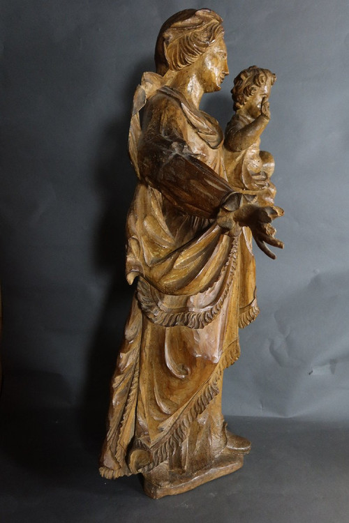 Sculpture Virgin And Child XVIII Period