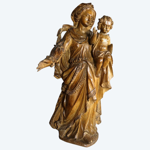 Sculpture Virgin And Child XVIII Period