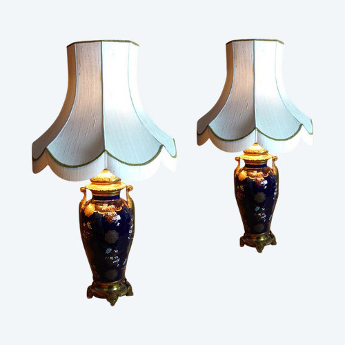 Paire De Lampes XIXe siècle montures en bronze doré