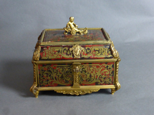 Boulle Marquetry Jewelry Box Signed Tahan in Paris