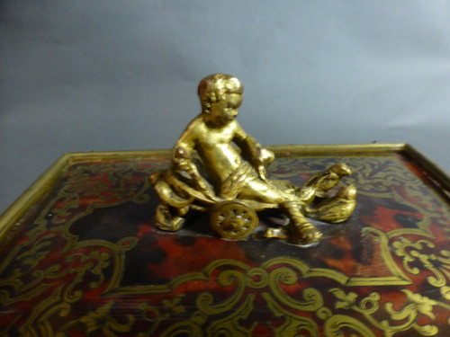 Boulle Marquetry Jewelry Box Signed Tahan in Paris