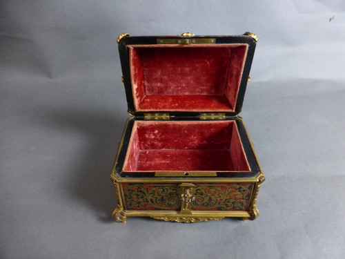Boulle Marquetry Jewelry Box Signed Tahan in Paris