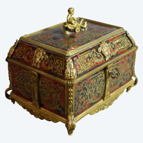 Boulle Marquetry Jewelry Box Signed Tahan in Paris