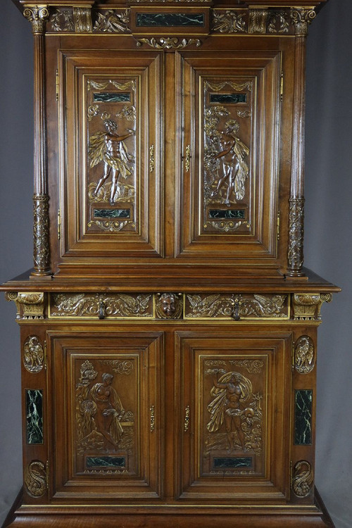 Sideboard Nussbaum Geschnitzt Renaissance-Stil