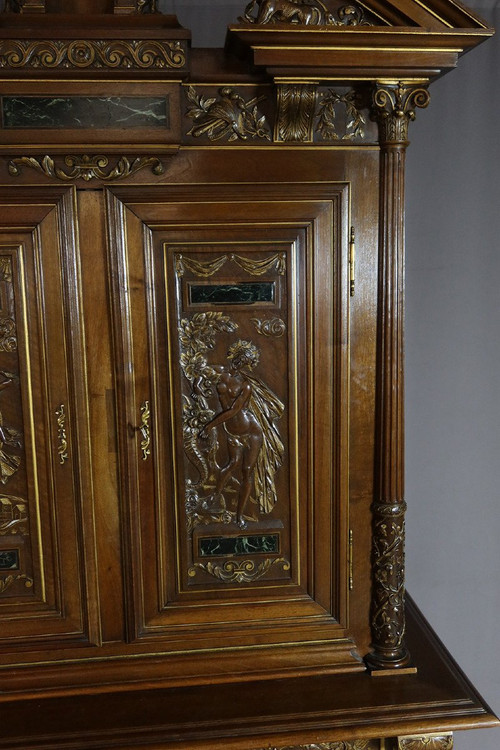 Sideboard Nussbaum Geschnitzt Renaissance-Stil