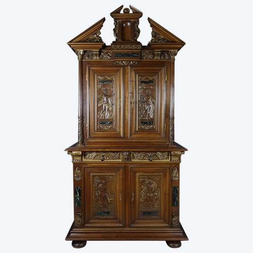 Sideboard Nussbaum Geschnitzt Renaissance-Stil