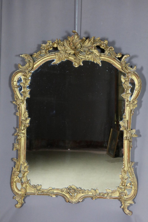 Miroir En Bois Sculpté Et Doré XIXème