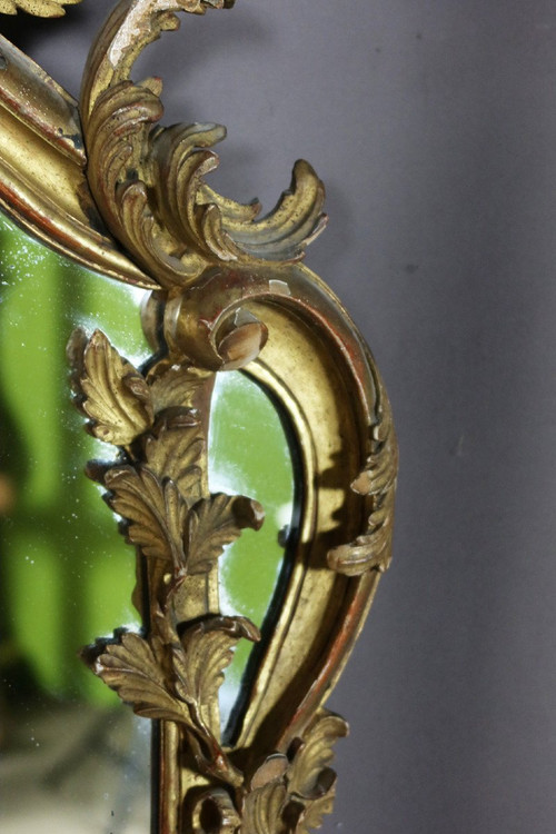 Miroir En Bois Sculpté Et Doré XIXème