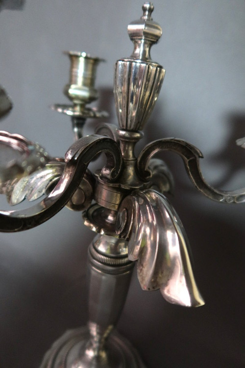 Pair Of Silver Metal Post And Lights