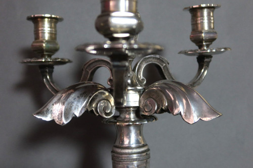 Pair Of Silver Metal Post And Lights