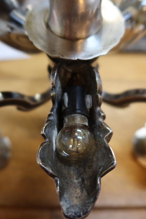 Pair Of Silver Metal Post And Lights