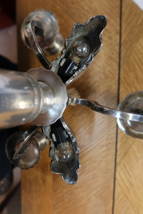 Pair Of Silver Metal Post And Lights