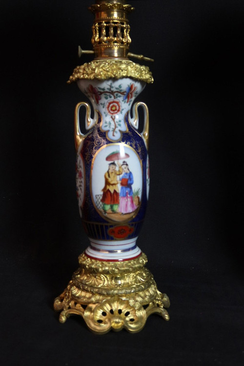 Coppia di lampade in porcellana di Bayeux XIX secolo