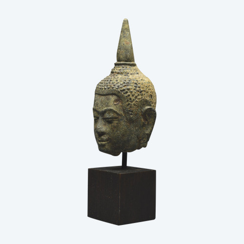Regno del Siam, XVI-XVII secolo, Scuola del Nord, piccola testa di Buddha in bronzo
