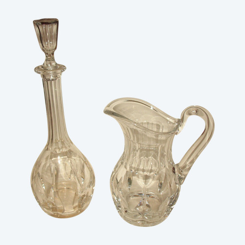 Cristal Saint Louis carafe and pitcher in cut crystal from the 20th century
