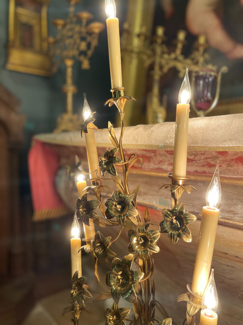 Grande Paire de candélabres en bronze doré - XIXe
