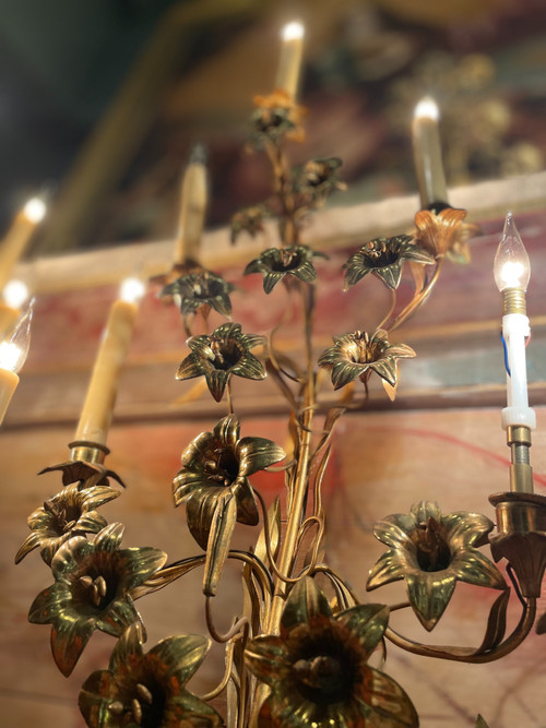 Grande Paire de candélabres en bronze doré - XIXe