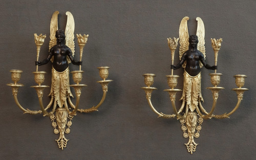 Pair of Important Empire Period Wall Lights