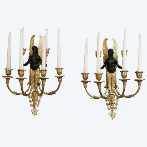 Pair of Important Empire Period Wall Lights