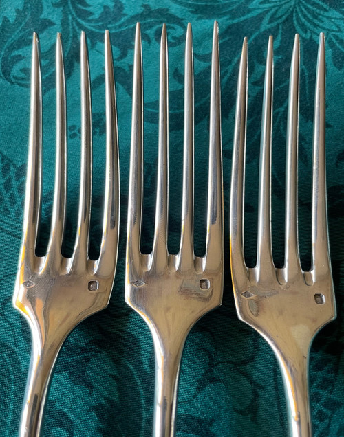 3 set di posate in argento massiccio.