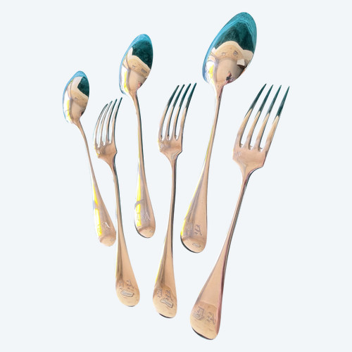 3 solid silver cutlery sets.