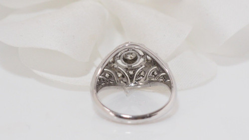 Anello Cupola In Oro Bianco E Platino Incastonato Con Rose