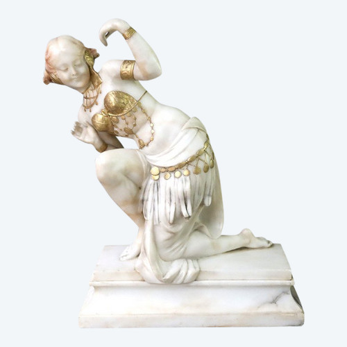 Sculpture en albâtre d'une danseuse orientale, signature JB Laroche