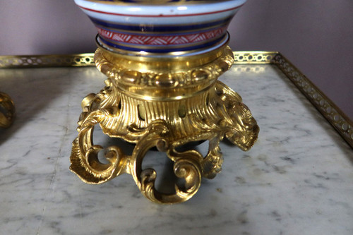 Paire De Lampes En Porcelaine de Bayeux  Et Bronze Doré XIXe siècle