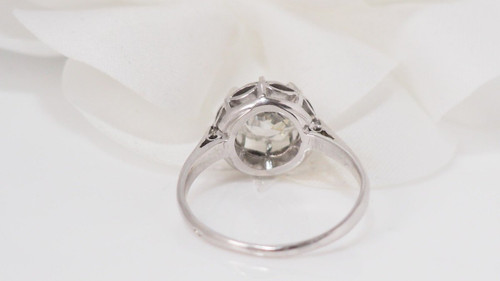 Anello Solitario Antico In Platino E Diamanti