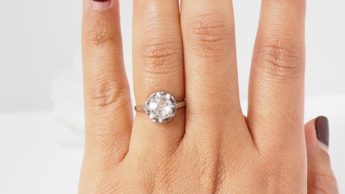 Anello Solitario Antico In Platino E Diamanti