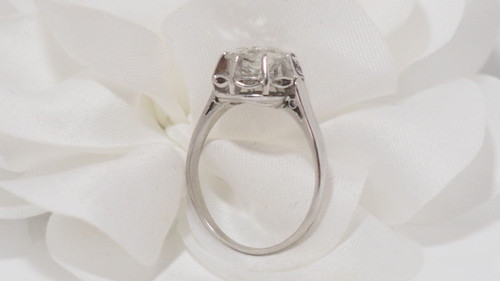 Anello Solitario Antico In Platino E Diamanti